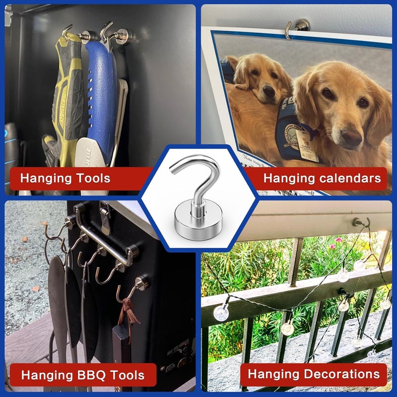 Junarter Magnetic Hooks, 40 Pack Magnetic Hooks for Cruise Cabins, 25lbs Magnet Hooks, Strong Magnetic Hook Heavy Duty, Magnets with Hook, Metal Magnetic Hook for Hanging, Refrigerator, Grill - Image 2